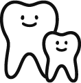 大人の歯と子供の歯のアイコン